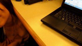 Hot girl blowjob under desk at work and facial - Blowjobs-1