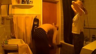 two cute girls changing in the bathroom. hidden cam-3