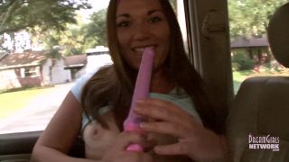 NEW Fresh Faced Brunette Plays With Sex Toy In Back Seat-1