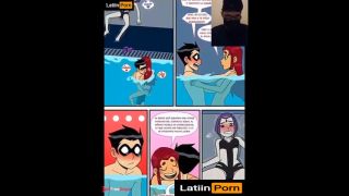 Teen Titans - Robin fucks Starfire X Raven group sex-5