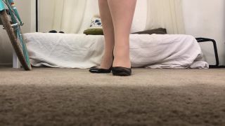 Watch beautiful bbw remove heels and show feet and legs in pantyhose!-0