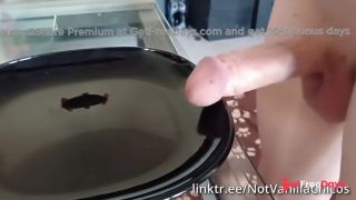 Mistress makes slave cum by making him rub his penis on a plate and then makes him lick all the cum-1