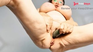 Horny granny masturbate by cucumber-6