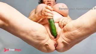Horny granny masturbate by cucumber-8