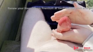 OUTDOOR photoshoot escalates HANDJOB on the HIGH SEAT with CONDOM-6