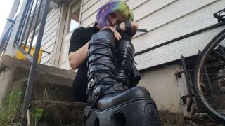 Cyberpunk goth girl boot worship and spitty soles-1