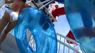 Close look at ripe young ass on water slide-0