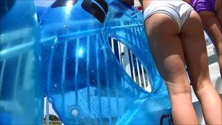 Close look at ripe young ass on water slide-5