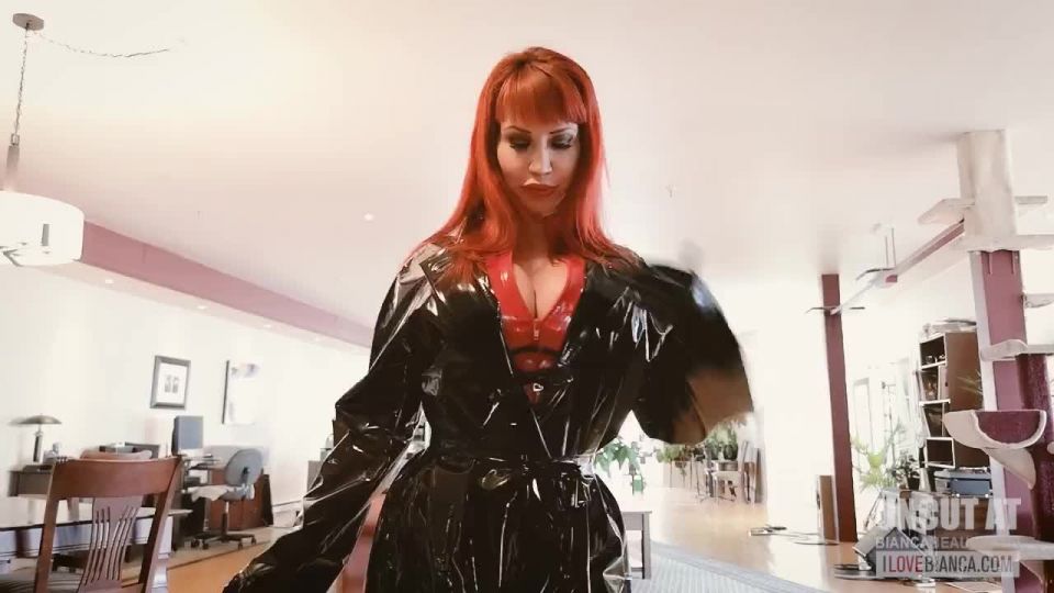 Bianca Beauchamp Latex Catsuit and Plastic Mac PVC Raincoat rubber - Feet