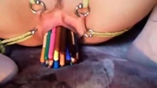 adult video 22 Bizarre pencil insertions - fetish - brunette girls porn lipstick fetish-9