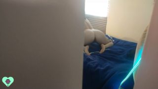 Spying hungry girl dildoing pussy on the bed - Masturbation-1