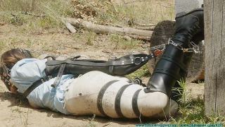 FutileStruggles_The Vigilante Turns His Attention Towards Rachel Outdoor Leather Bondage 3-0