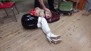 Busty blonde balltied in her sexy white boots for relentless bound orgasms - BDSM-5