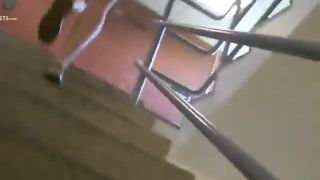 Stalking a school girl on the  stairs-9