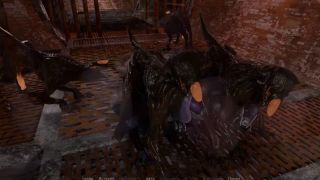 Horror a pack of monster hounds fucked all the holes of two poor girls-3