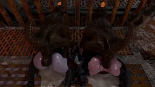 Horror a pack of monster hounds fucked all the holes of two poor girls-8
