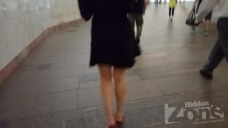 Hidden-Zone- Up3033 Under the skirt of a slender brunette in a short black dress. Our operator several times put-2