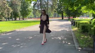 Stylish Lady Walks Naked In Park. Public. 1080p-0