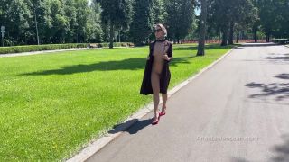 Stylish Lady Walks Naked In Park. Public. 1080p-3