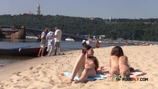 Long haired hottie shows her goods at the  beach-2