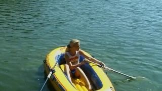 Debbie masturbating in a rubber boat Teen!-0