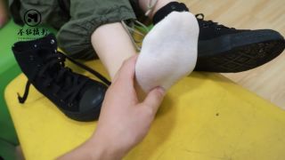 A ticklish chinese army training girl Foot-2