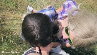 Outdoor Blowjob With 2 Girl, Cum Mouth, Cum Kissing  Threesome Ffm Amateur Kira Green 1080p-2