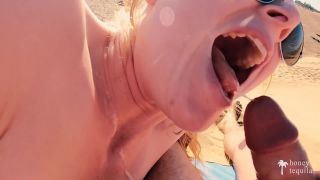 honeytequilaTHEY SAW US! Risky blowjob & handjob at BUSY PUBLIC BEACH - 4K - Honey Tequila-9