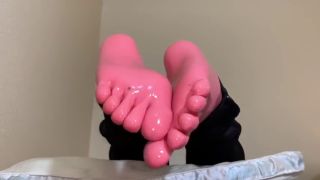 Latex Bondage Oiled Pink Latex Toe Socks-9