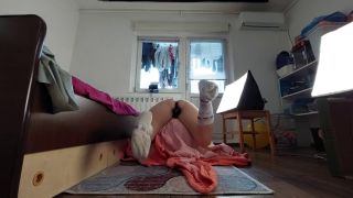Solo Female Sexy wife does yoga naked. Hairy brunette babe, big tits, big ass-7