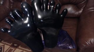 Purple latex dress, blowjob, cumshot on my black rubber socks[watch FreeFans.tv - best OnlyFans leaks]-3