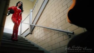 free adult video 43 Goddess Alexandra Snow - Red Catsuit in Stairwell Photoshoot - goddess alexandra snow - femdom porn mz berlin femdom-3