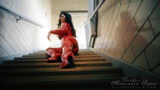 free adult video 43 Goddess Alexandra Snow - Red Catsuit in Stairwell Photoshoot - goddess alexandra snow - femdom porn mz berlin femdom-9