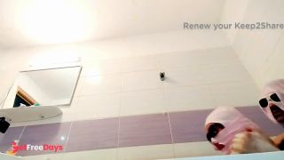 Amateur couple bathing together, brunette hairy pussy, big tits, big ass.-6