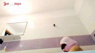 Amateur couple bathing together, brunette hairy pussy, big tits, big ass.-7