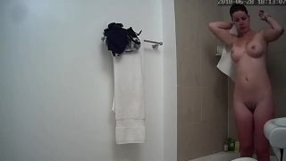 Super busty girl taking a shower. hidden cam-4