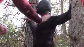 online adult video 6 Outdoor sex in the wood. Wearing sexy clothes and high heels, bound, throated and fucked, riding boots fetish on femdom porn -3