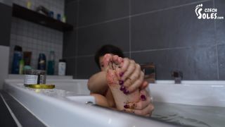 Sensual bath foot teasing and her soft feet peeling Femdom!-7