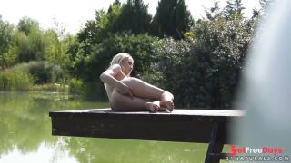 Sexy Beautiful Young Blonde Lola Taylor Masturbation Fingering Outdoor at the Park Lake Water-4