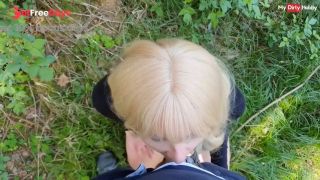 Outdoors in the forest this German teen amateur sucks cock and gets fucked hard - MyDirtyHobby-2