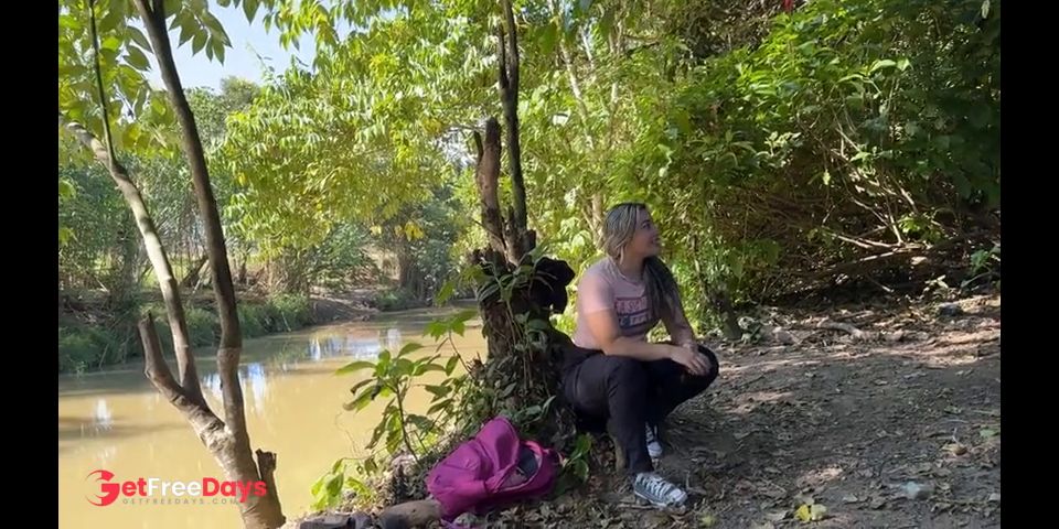 A walk with my friend turns very hot, nice outdoor blowjob