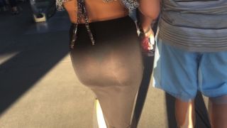 CandidCreeps 804 Awesome See Thru Skirt Black Spandex Candid -9