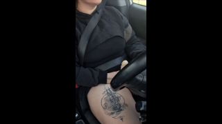 Driving Stroking my strap on while driving in public-5