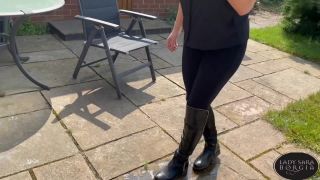 online xxx video 33 Lady Sara Borgia: Licking Mistress Muddy Boots Clean, scarf femdom on femdom porn -2