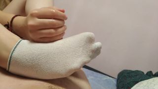 SanyAny Alina Rose - He Loves to Cum inside my Socks Footjob Sockjob Handjob-6