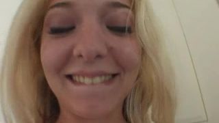 Blonde Whore Lil Bit More Face Covered In Cum From Black Dicks-1