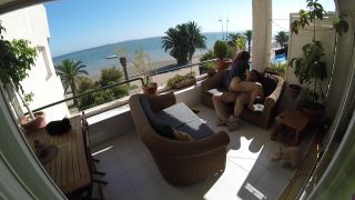 [Amateur] Stealth sex on beach balcony while people walk nearby-0