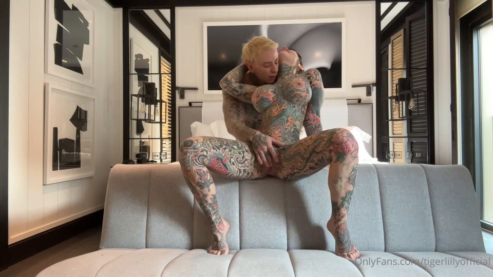 Tiger Lilly - Bedroom Blowjob And Couch Dick Ride - Milf