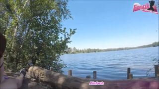 Deutsch Horny German redhead fucks at the lake and swallows cum-7