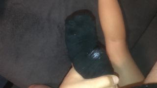 Plays with Balls – Amateur Footjob #21 – Socks, Kicking, Ballbusting, Cum in Socks - footjob - handjob porn fetish wife-9